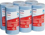 WYPALL® X60 Small Roll Wipers (94223), Blue Cleaning Cloths, 6 Roll/Case, 80 Blue Wipers/Roll (480 Total)
