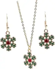 [Baluue] 1 Set Christmas Snowflake Earring Necklace Holiday Jewelry Accessories for Women Christmas Present for Themed Parties and Family Gatherings
