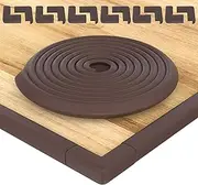 Hoffenbach Baby Foam Edge Protector - 6.2 m Table Edge Protector & 12 x Corner Protectors - Table Corners Child Lock - Self-Adhesive Protection for Children, Windowsill & Desk - Chocolate Brown