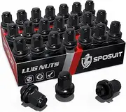 Sposuit M12x1.5 Lug Nuts - Replacement for 1989-2023 Toyota 4Runner, 2016-2021 Tacoma, 2000-2006 Tundra, 2016-2023 Hilux - OEM Factory Style Mag Seat Black Lug Nut with Washer(24 Pcs)