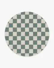 245' Round | Machine Washable Runner Rug | Kid & Pet Friendly | Indoor Rug | Jaque Checkered Slate Green Rug | Ruggable