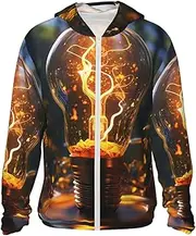 [RLDOBOFE] Women's UPF 50+ Sun Protection Hoodie Lightweight Jackets Shirt Light bulb Long Sleeve Sun Shirts