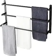 Bath Towel Bars Bathroom 3-Tiers Ladder Towel Holder Rails Wall Mounted Towels Shelves Rack Stainless Steel, Brushed Gold, B5002BG-L24(Color:Chrome,Size:32-Inch (Without Shelf))