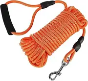 Long Dog Leash, 32ft Reflective Dog Training Leash for Outside and Yard, Floating Long Line Lead with Soft Handle for Camping, Hiking, Swimming, Beach and Lake (Orange)