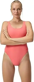 [Speedo] Women's Textured Deep U-Back One Piece Swimsuit, Coral Sands, 34