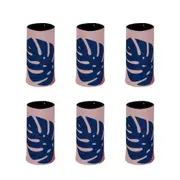 6x Good Vibes Outdoor Can Cooler Stubby Holder Skinny 6.5x12cm Blush Palm Print
