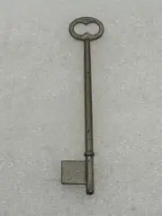 VINTAGE SOLID BARREL SKELETON KEY UNCUT FANCY ORNATE 4.5” Long Cabinet Key