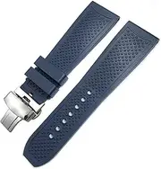[FULNES] 22mm 24mm Rubber Watchband 23mm，for CARTIER TANK SOLO SANTOS DE Waterproof Silicone Watch Strap Butterfly Buckle