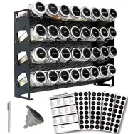 4 Tier Spice Rack Organizer with 32 Square Spice Jars and 160 4 Tier With Jars