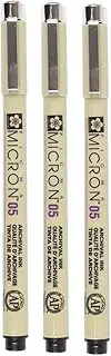 Sakura Pigma Micron 05 - Pigment Fineliners - 0.45mm - Black [Pack of 3]