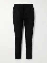 [Alex Perry] Alex Perry - Cropped Slim-leg Suede Pants - Black - UK 12 UK 12 Black
