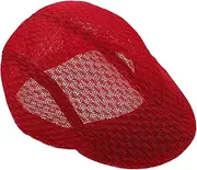[DEARMAMY] Chef Beret Hats for Men Men's Mesh Flat Cap Food Service Caps Men Beret Kitchen Hat Baker Cooking Hair Nets Acrylic Dark Red