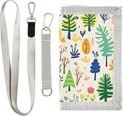 [Yoogain] Cartoon Childish Colorful Trees tri fold wallet for womens pop slim wallet with lanyard, cartoon childish colorful trees, 1 size, Fashion