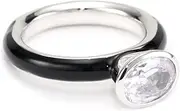 [Giorgio Martello] Stackable Ring in Sterling Silver with Rhodium and Black Enamel and White Cubic Zirconium Ring