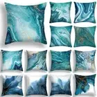 Blue Marble Cushion Cover Sea Rock Pattern Sofa Pillow Cover Square Polyester