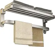 Shelf Towel Rack Multifunctional Bath Towel Holder Towel Rail Wall Mounted SUS304 Stainless Steel Towel Rack Shelves Towel Holder with Double Towel Bars for Bathroom (Color : B, Size : 50cm)