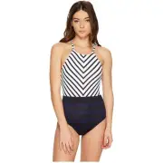 Tommy Bahama Channel Surfing High-Neck One-Piece Swimsuit, Black, Swimsuit