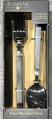 Bombay Ambrosia 12 pc Fine Stainless Steel Flatware Set 6 Tablespoons 6 Forks