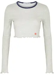 Alexanderwang.t Logo Cropped Cotton top - Light Grey - XS (UK6 / XS) XS (UK6 / XS)