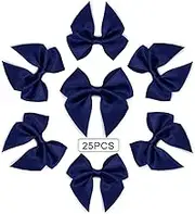 Briefix 25 Pieces Mini Satin Ribbon Bows with Removable Sticky Gel Pads (Navy)