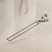 28-Inch Linear Shower Drain- with 2-In-1 Flat & Tile Insert Cover, Brushed 304 S