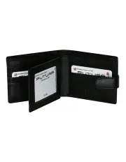 [Futura] Leather Fold Over Wallet with Rfid Blocking in Black