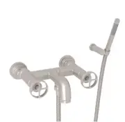 Rohl A3302/73IWSTN Two Hole Wall Mount Tub Filler w/ Hand Shower ,Wheel Handles