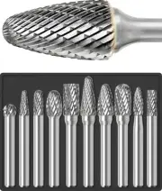 10 Pcs 1/4 Carbide Burr Set 1/4" cylindrical shank, carbide burr bits kit