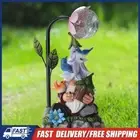Solar Resin Gnome Figurine Light Outdoor Lawn Yard Porch Decor (Holds House)