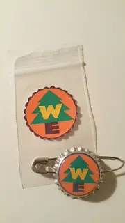 Replica WE BADGE BOTTLECAP PIN! "UP" STICKER BAG included. WILDERNESS EXPLORER