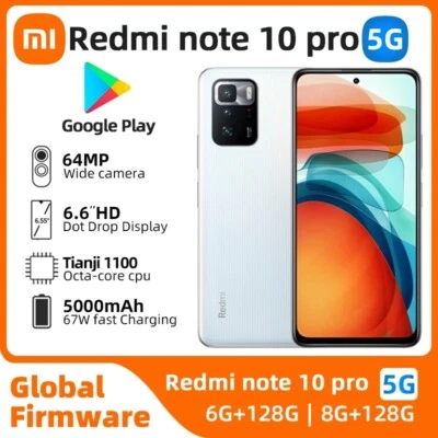 Xiaomi Redmi Note 10 Pro 5G 128GB 256GB 64MP Android Global CellPhone New Sealed