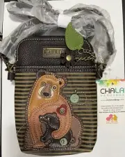Chala Double Pocket Crossbody Cell Phone Handbag Two Bears
