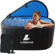 Lumizone Inflatable Cold Plunge Tub 132 Gallons Capacity Ice Bath Portable Ice Bath Tub Compatible with Water Chillers with Lid Drop Stitch PVC Double Layer Seals Oversized for Athletes