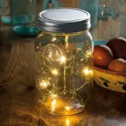 Primitives by Kathy Silver Wide Mason Jar Lid Star Light String Timer