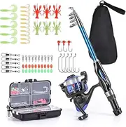 Leo Light Weight Kids Fishing Pole Telescopic Fishing Rod and Reel Combos with Full Kits Lure Case and Carry Bag for Youth Fishing and Beginner