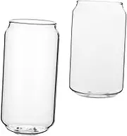 HEALEEP 2Pcs Heat Resistant Glass Cups Stylish Can Cocktail Glasses for Juices Milk Beer Tea for Home Decor Entertaining