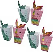 PEPLAYTAL 24Pcs Mermaid Popcorn Containers Snack Boxes for Birthday Celebrations Blue and Theme Decoration for Classroom Prizes and Party Favors