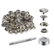 Stainless Steel Snap Fastener Kit, 15 mm 404pcs, Button Boat Cover Marine Grade Canvas Screw Studs Metal Pliers Installation Tool Setting Fasteners
