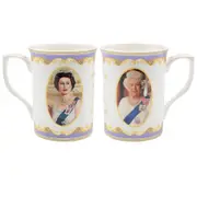 2pc Gibson Gifts Her Majesty Queen Elizabeth Coffee Mugs R Tea/Water Cup