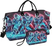 [YXYZRMY] Rugby Player Abstract Travel Duffel Bag Gym Bag Sports Tote Bag with Multiple Interior Pockets Shoulder Weekender Bag for Women Men with Toiletry Bag 20.5”x 7.9”x 13.8”, Multi-Colored, one