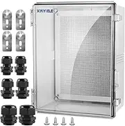 XINYIELE Waterproof Outdoor Project ABS Plastic Junction Box IP67 Weatherproof Dustproof Enclosure with Hinged Cover, Mounting Plate,Wall Brackets for Power Project (Clear,17.7"x13.8"x7.9")