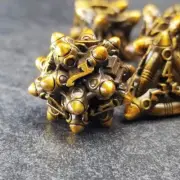 Sage's Starships Antique Gold Metal Polyhedral Dice Set | Dnd RPG