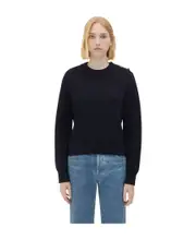 Wool Sweater With Metal Knot Buttons XS,L Black