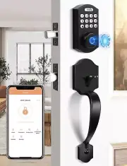 Fingerprint Door Lock Set, Keyless Entry Door Lock, Front Door Handle Sets, E...