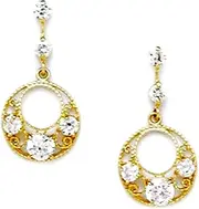 [JewelryWeb] 14k Yellow Gold CZ Simulated Diamond Fancy Drop Screw Back Earrings 18x9mm Stud Earring for Women