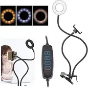 Live Streaming Adjustable Desktop Phone Stand with LED Fill Light LED 3000-5000K (Black)