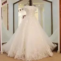 在飛比找Yahoo!奇摩拍賣優惠-前短後長婚紗禮服晚禮服訂婚結婚服 手工訂婚宴客婚紗新秘結婚尾