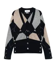 argyle intarsia cashmere cardigan IT40,IT44,IT42,IT38 multi-color
