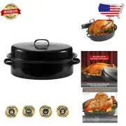 Nonstick 18'' Oval Granite Roaster with Domed Lid – Effortless Cooking & Cleanup