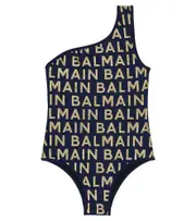 [Balmain Kids] Balmain Kids Logo one-shoulder swimsuit Y 12 black
